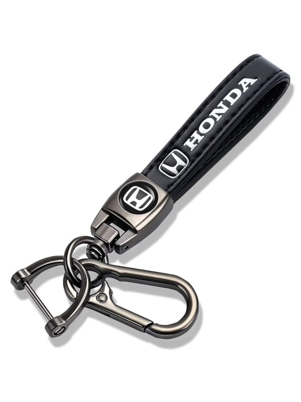 🆕 Honda Genuine Black Leather Car Keychain Key Chain Fob Ring Holder Accessory